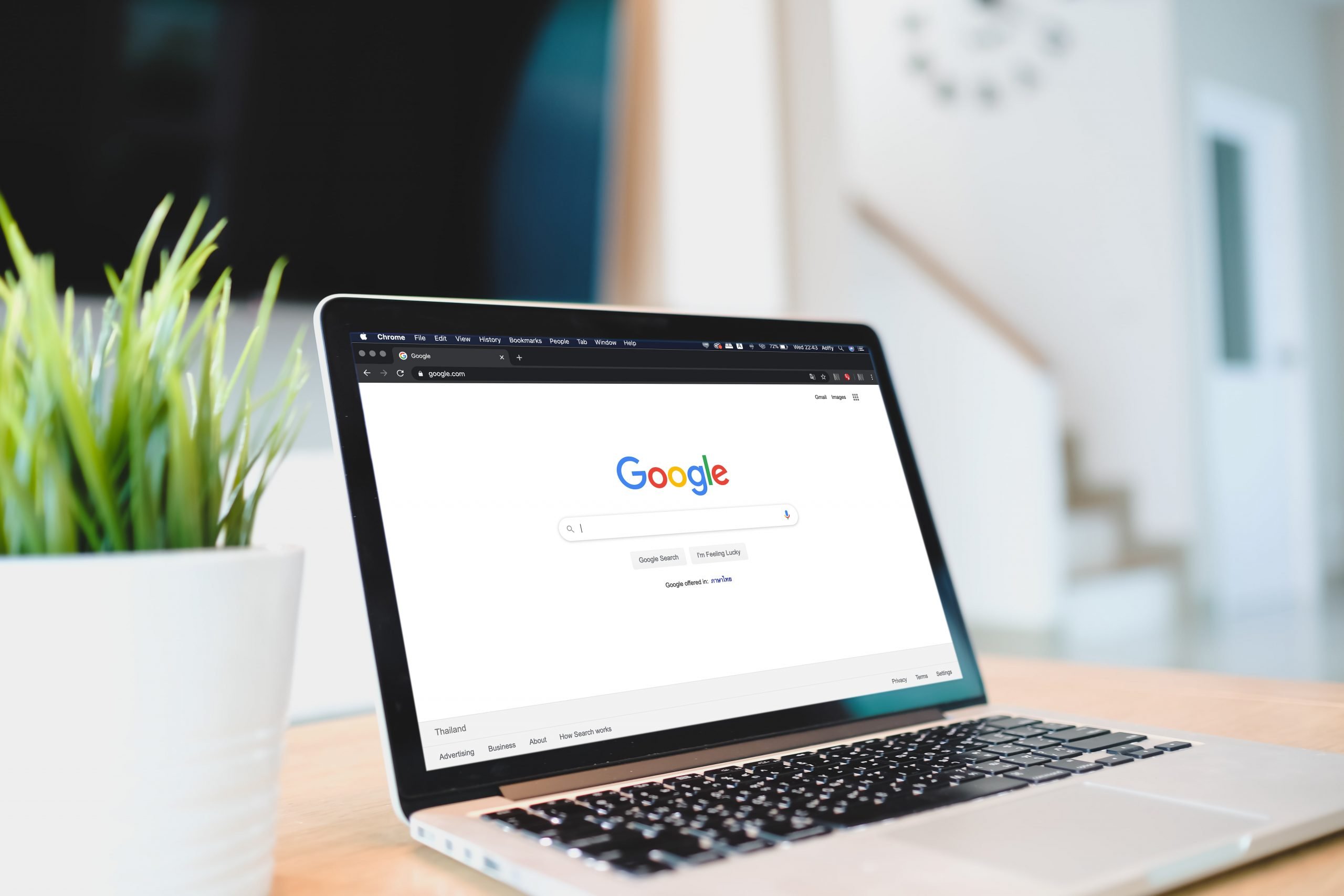 Open laptop displaying the Google Search Engine