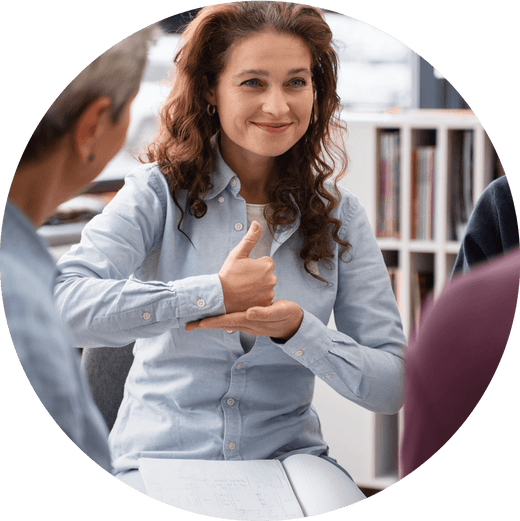 Woman communicating in sign language